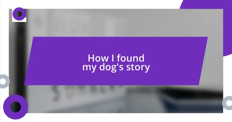 How I found my dog’s story