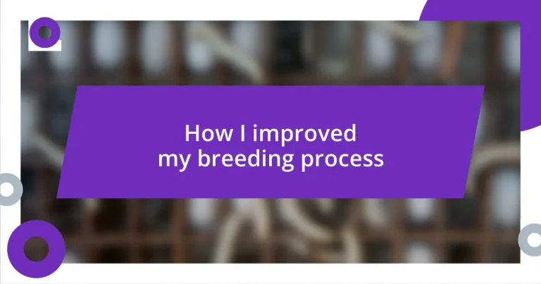 How I improved my breeding process