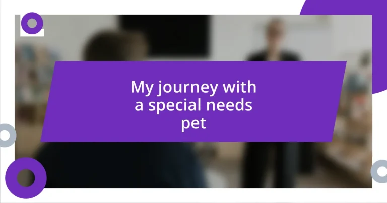 My journey with a special needs pet